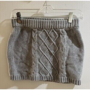 Cherokee Girls Knit Sweater Skirt Gray Cable Knit Cotton Size M 7/8 Vintage Y2K